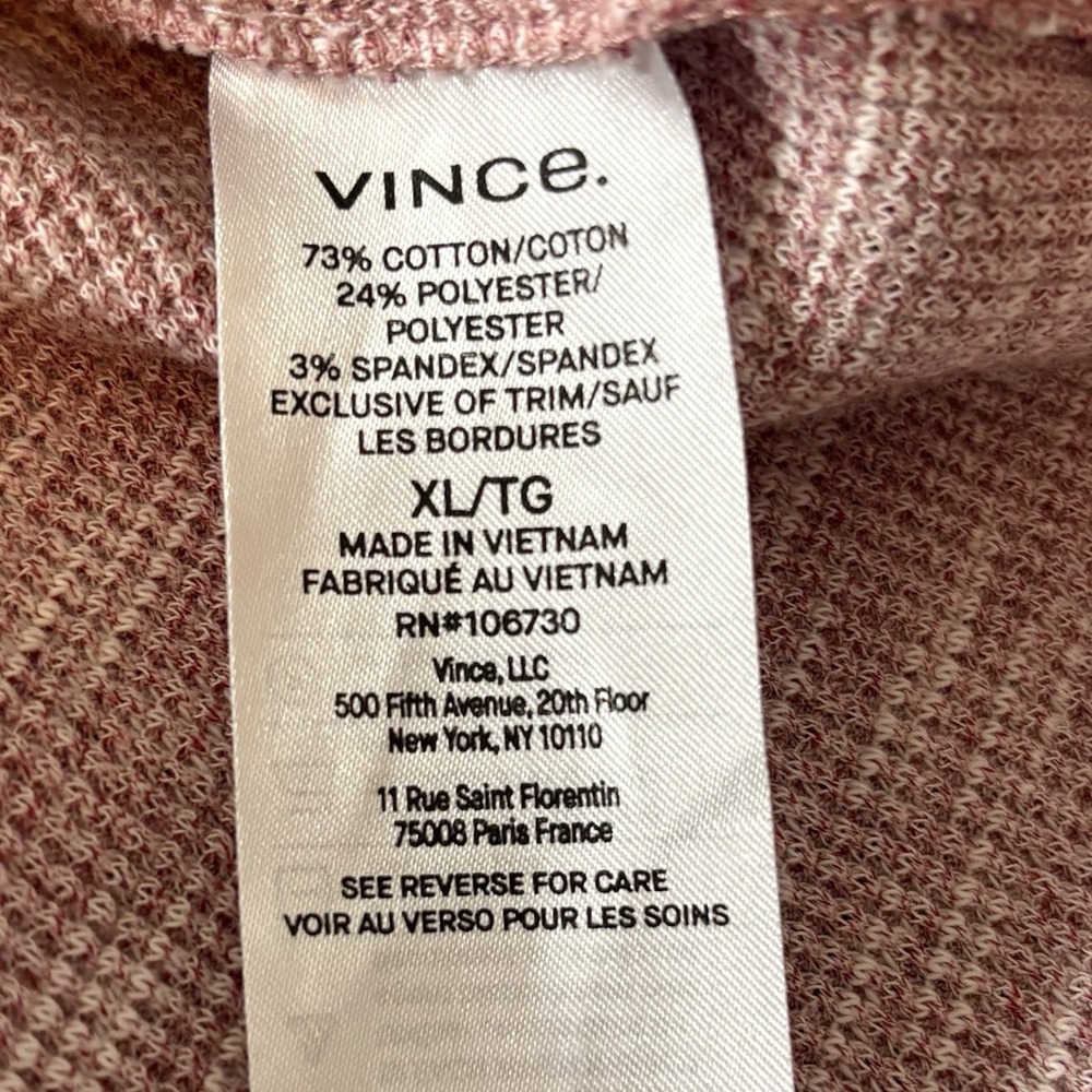 Vince Men's XL Henley Shirt Pink Marled Thermal Waffle Knit Cotton Blend - Picture 8 of 11